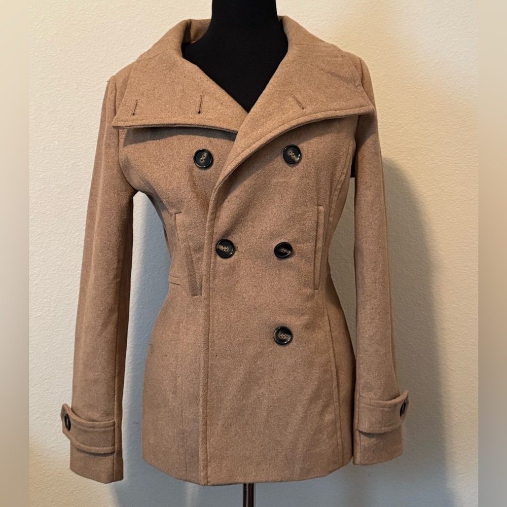 Thread & Supply Camel Double-Breasted Peacoat Medium - Picture 2 of 8